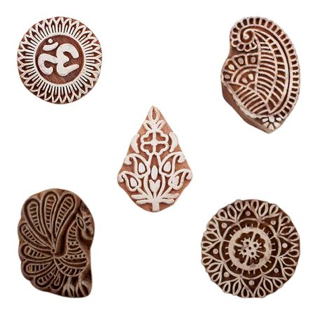 Set of 5 Piece New Mix Wooden Printing Blocks